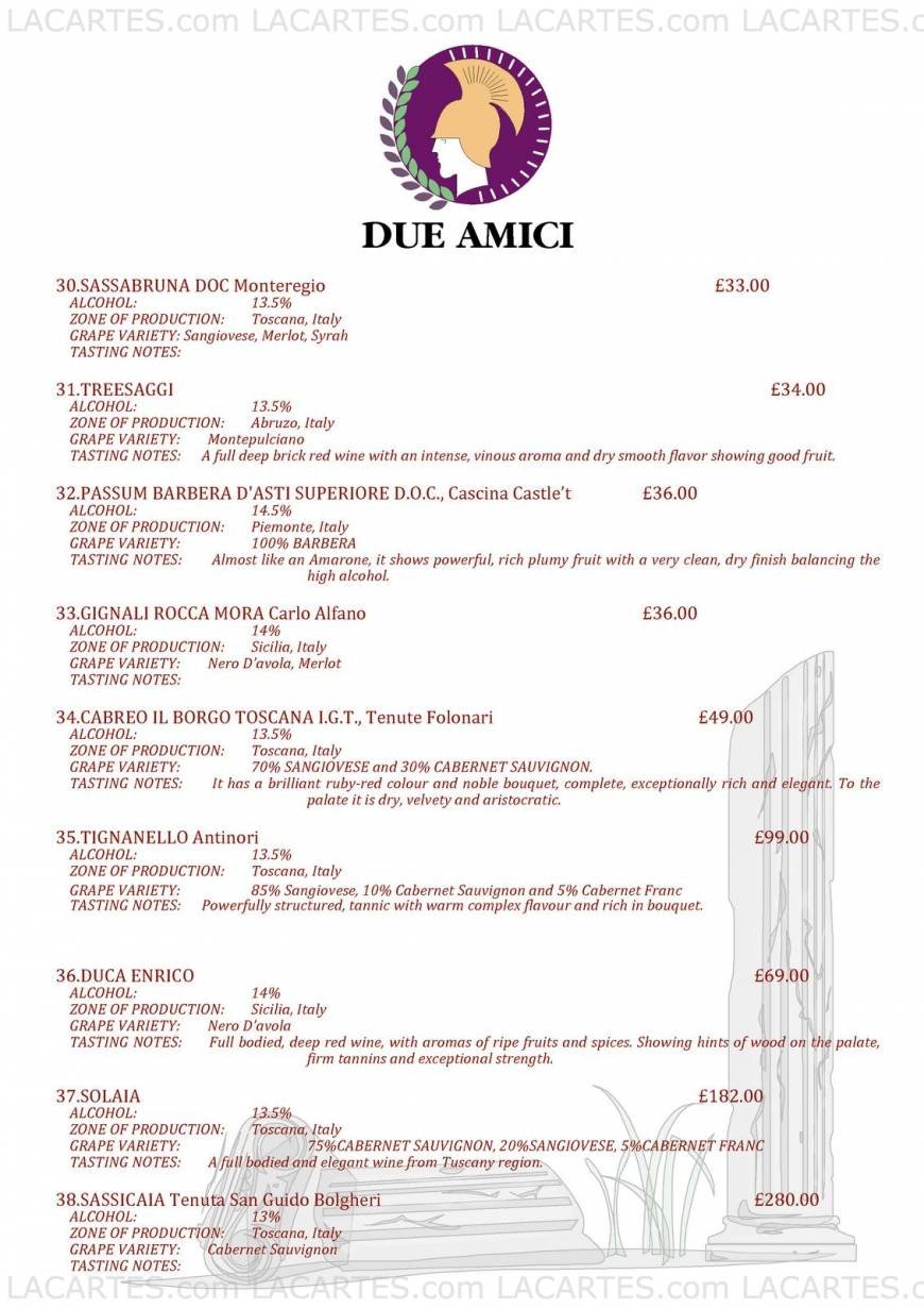  Pricelists of Due Amici Italian Restaurant 11 Royal Parade - Photo 7 of 17