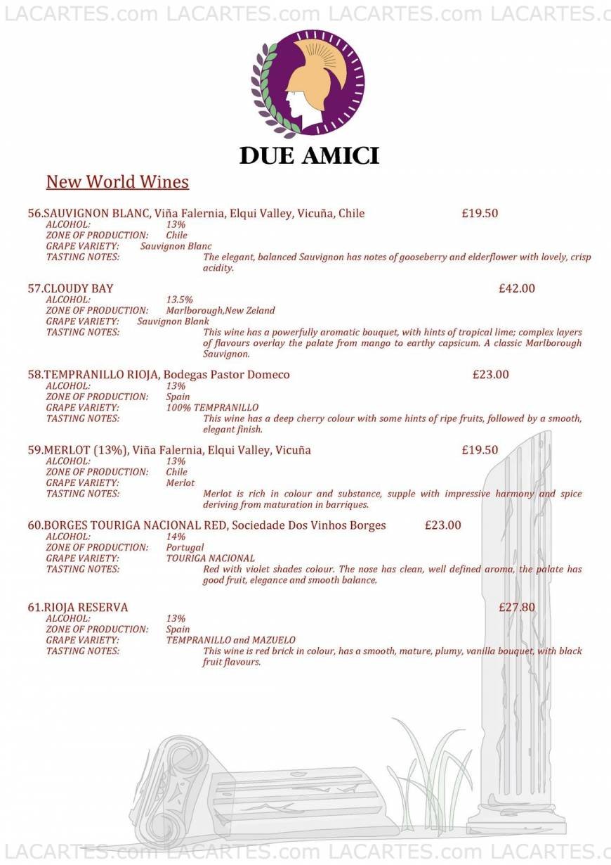  Pricelists of Due Amici Italian Restaurant 11 Royal Parade - Photo 3 of 17