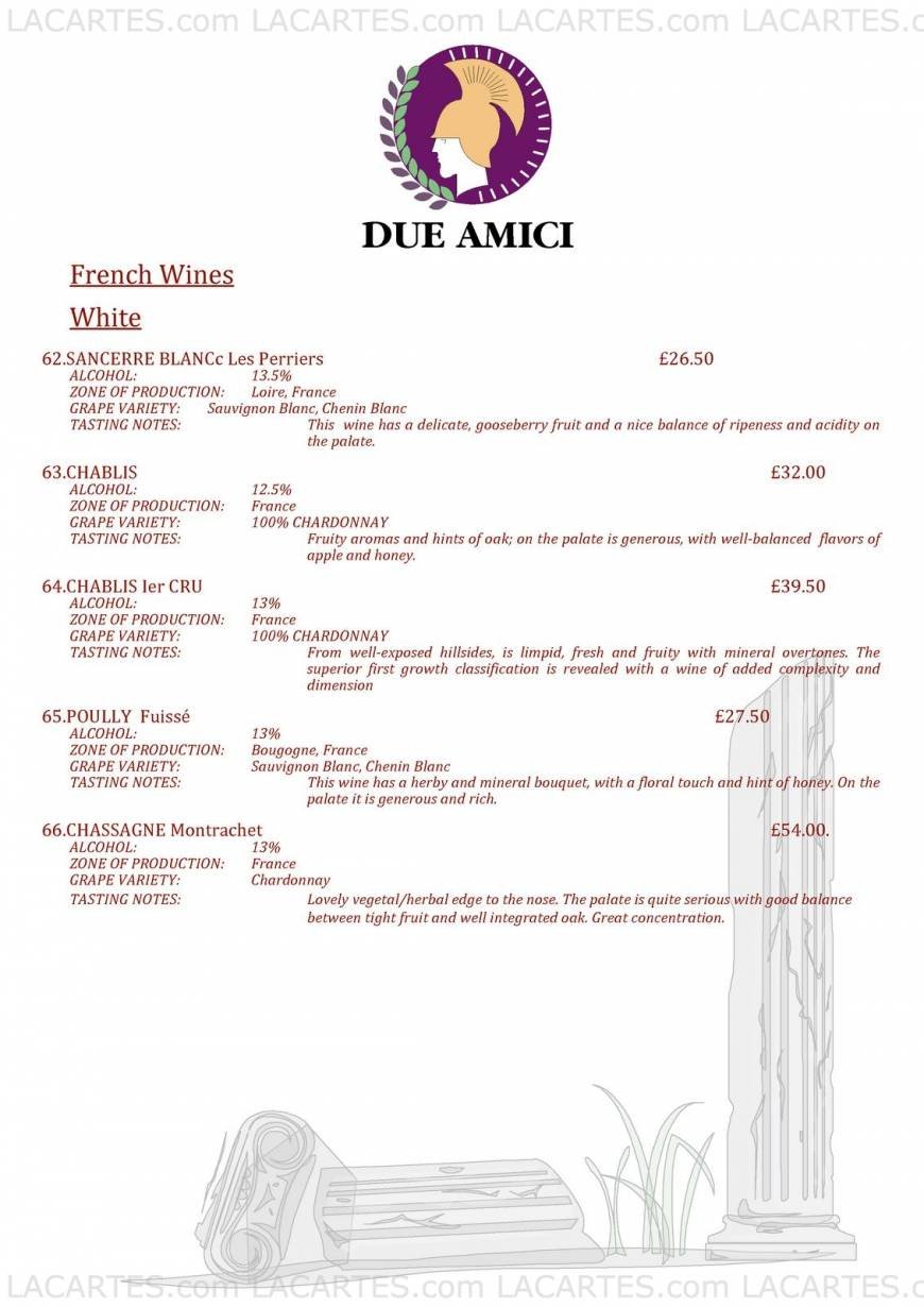  Pricelists of Due Amici Italian Restaurant 11 Royal Parade - Photo 2 of 17