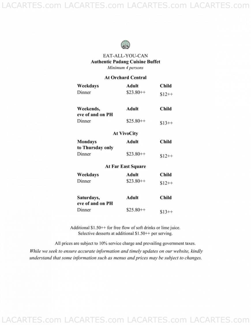  Pricelists of Garuda Padang @ VivoCity VivoCity  B2-28 - Photo 4 of 4
