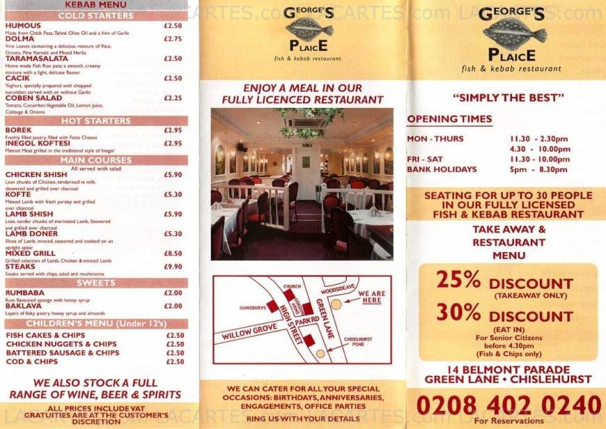  Pricelists of George's Plaice 14 Belmont Parade, green Lane - Photo 2 of 2