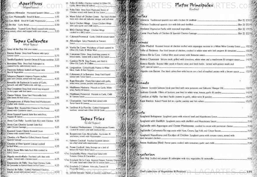 Pricelists of Tapas One 7a High Street - Photo 1 of 1