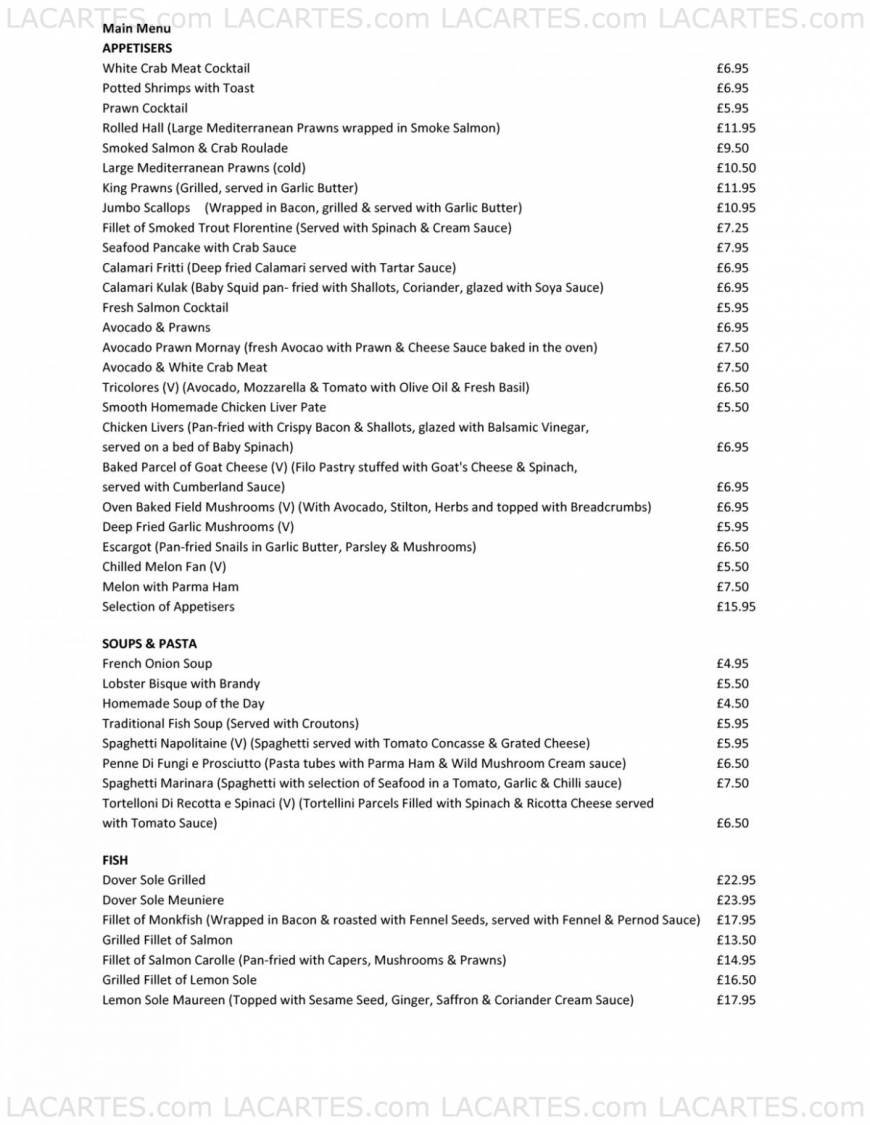  Pricelists of The Vineyard Restaurant London Road - Photo 2 of 11