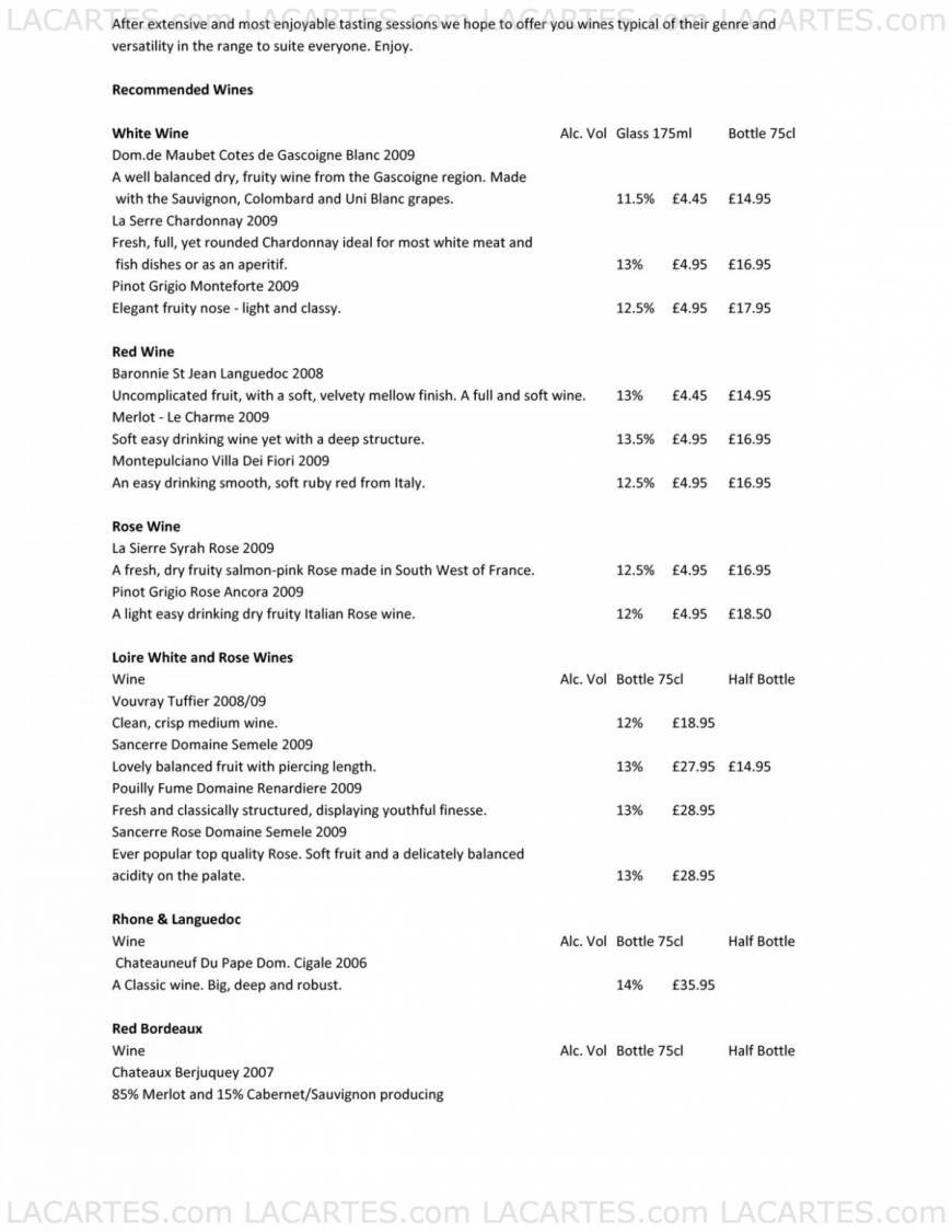  Pricelists of The Vineyard Restaurant London Road - Photo 5 of 11