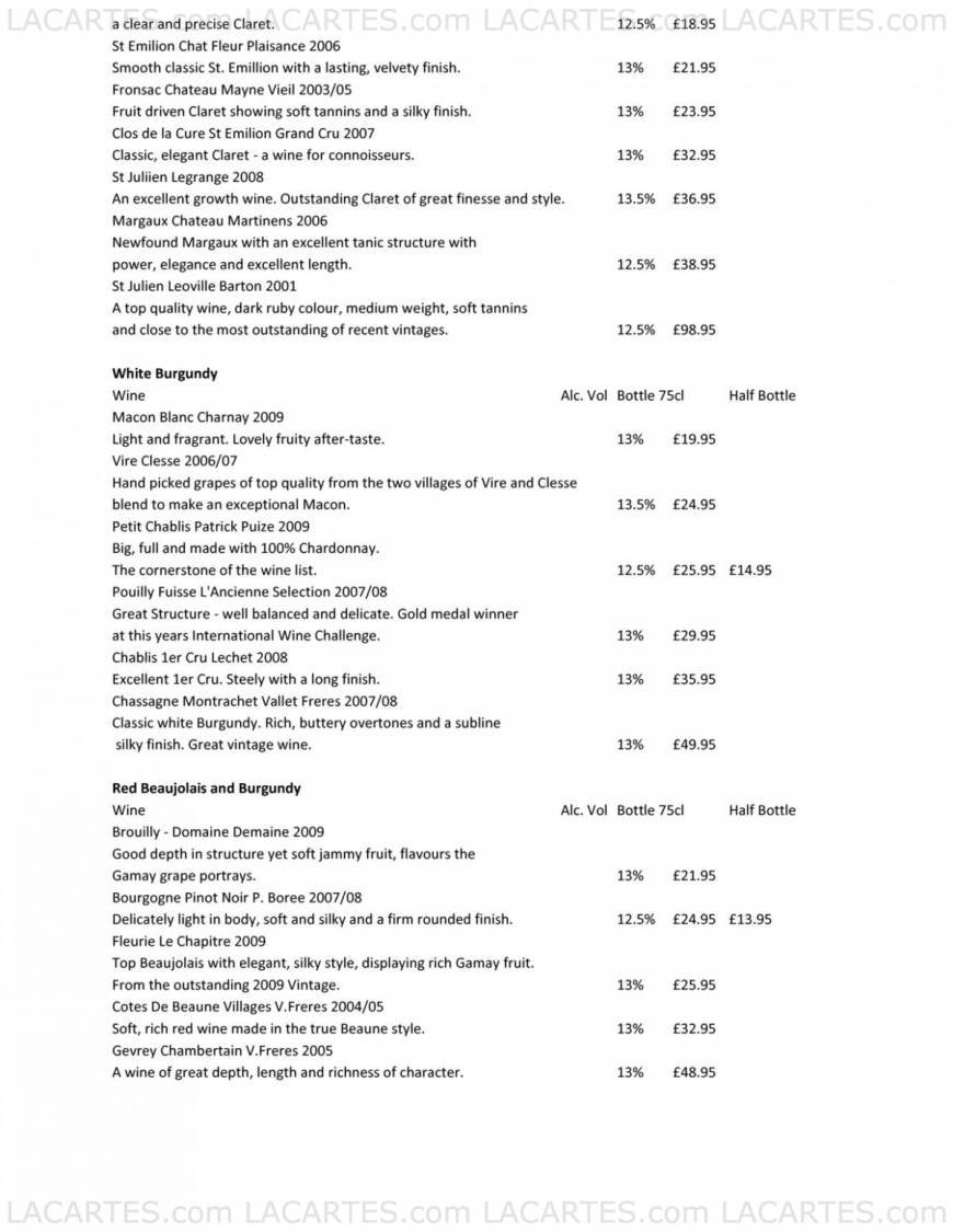  Pricelists of The Vineyard Restaurant London Road - Photo 6 of 11