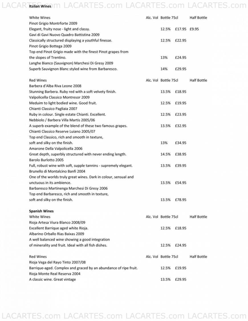  Pricelists of The Vineyard Restaurant London Road - Photo 7 of 11