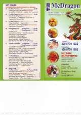 Menus & Prices, McDragon Oriental Takeaway, Sutton