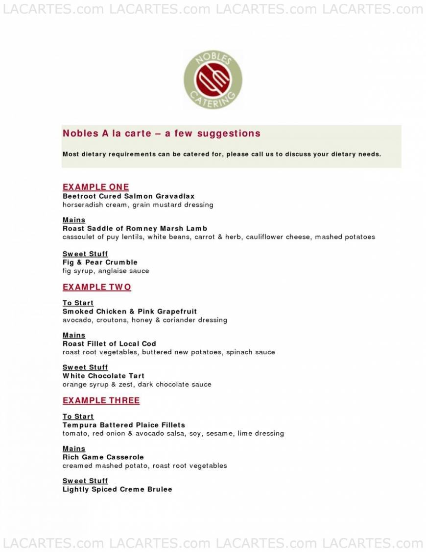  Pricelists of Nobles Restaurant 17 High Street    - Photo 7 of 9