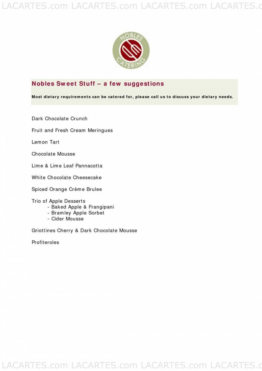  Pricelists of Nobles Restaurant 17 High Street    - Photo 8 of 9