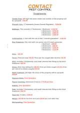 Menus & Prices, Contact Pest Control, Romford