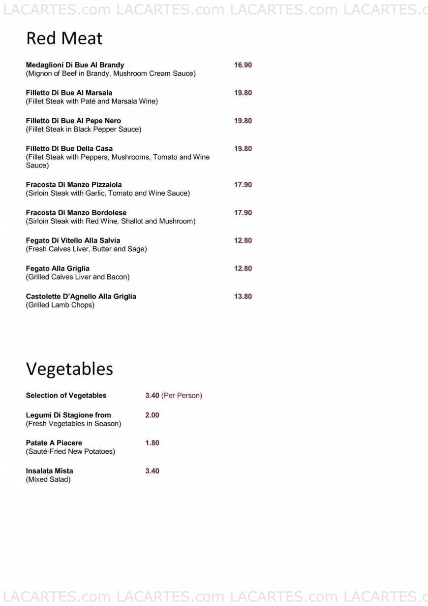  Pricelists of La Veranda Italian Restaurant 18 - 19 Beynon Road - Photo 4 of 5