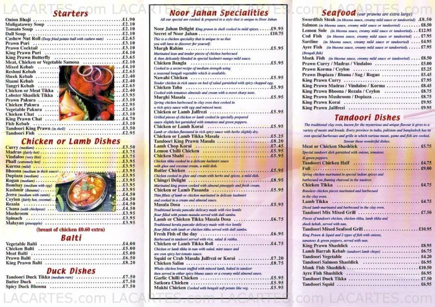  Pricelists of Noor Jahan Indian Restaurant 8 Brighton Road, Regent Parade - Photo 1 of 2
