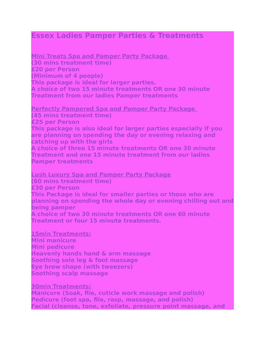  Pricelists of Essex Spa Parties 32 Curtis Rd - Photo 1 of 7