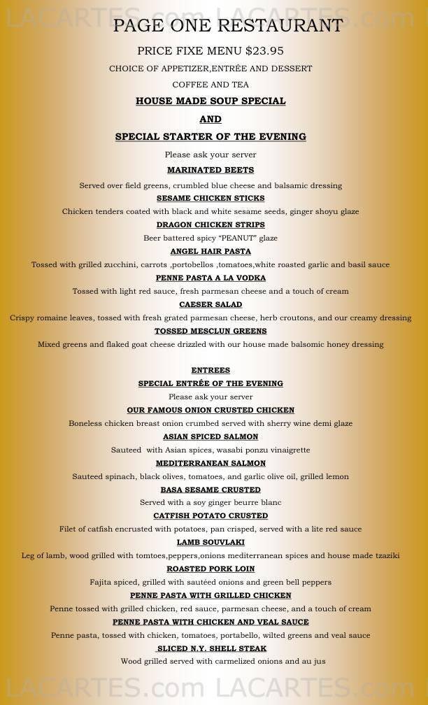 Pricelists of Page One Restaurant 90 School Street - Photo 1 of 7