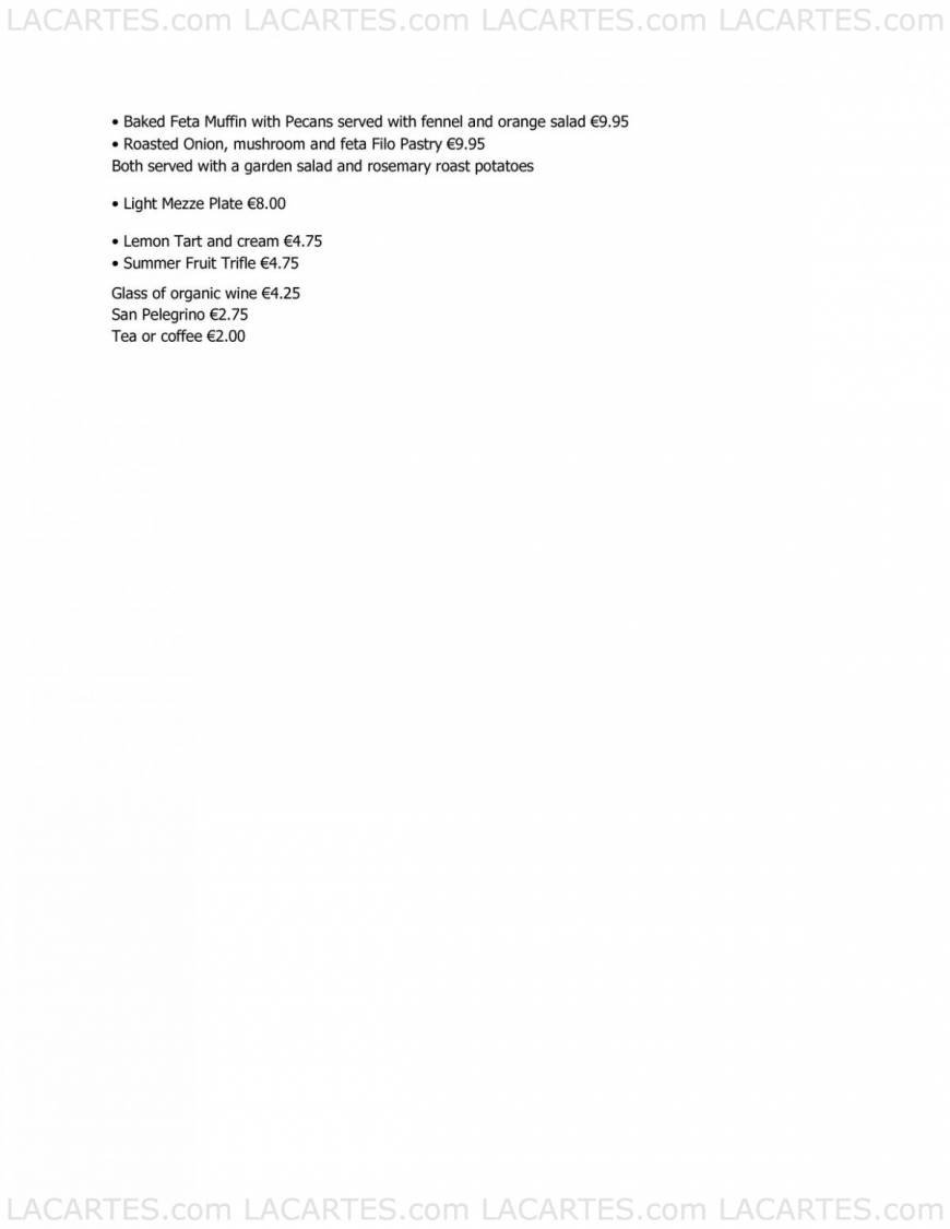 Pricelists of Organico Cafe 2 Glengarriff Road - Photo 1 of 1
