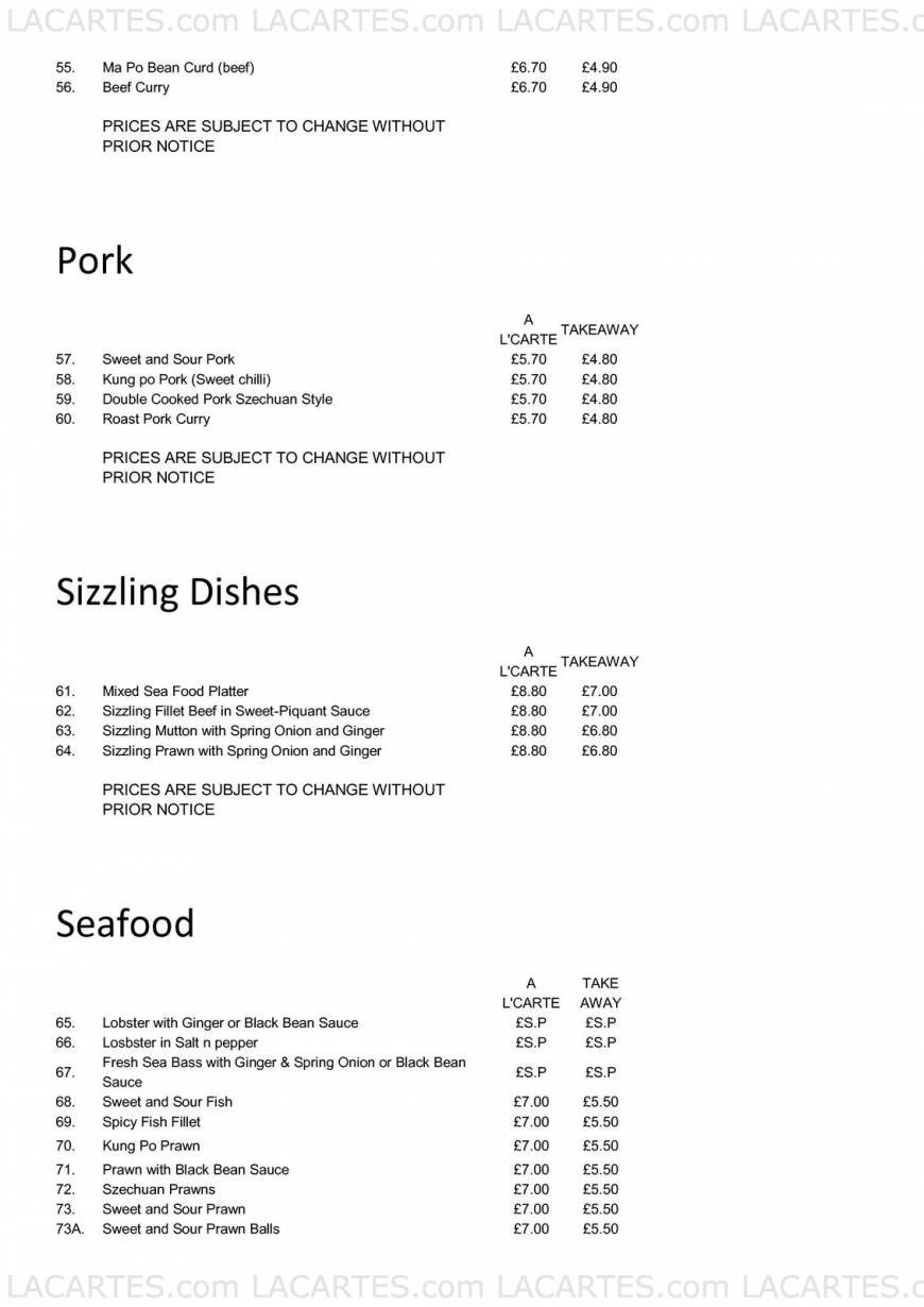  Pricelists of The Emperor Chinese Restaurant 71 - 73 Stonecot Hill, Sutton - Photo 3 of 5