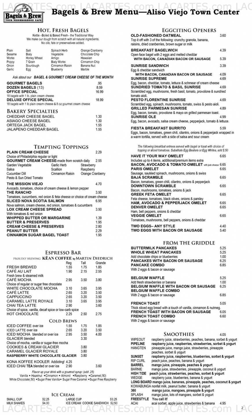  Pricelists of Bagels & Brew 26601 Aliso Creek Rd, #D - Photo 5 of 19