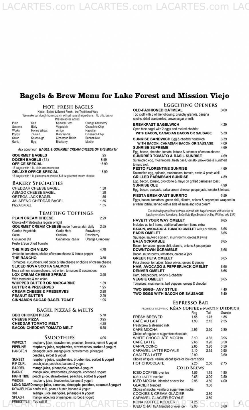  Pricelists of Bagels & Brew 26601 Aliso Creek Rd, #D - Photo 3 of 19
