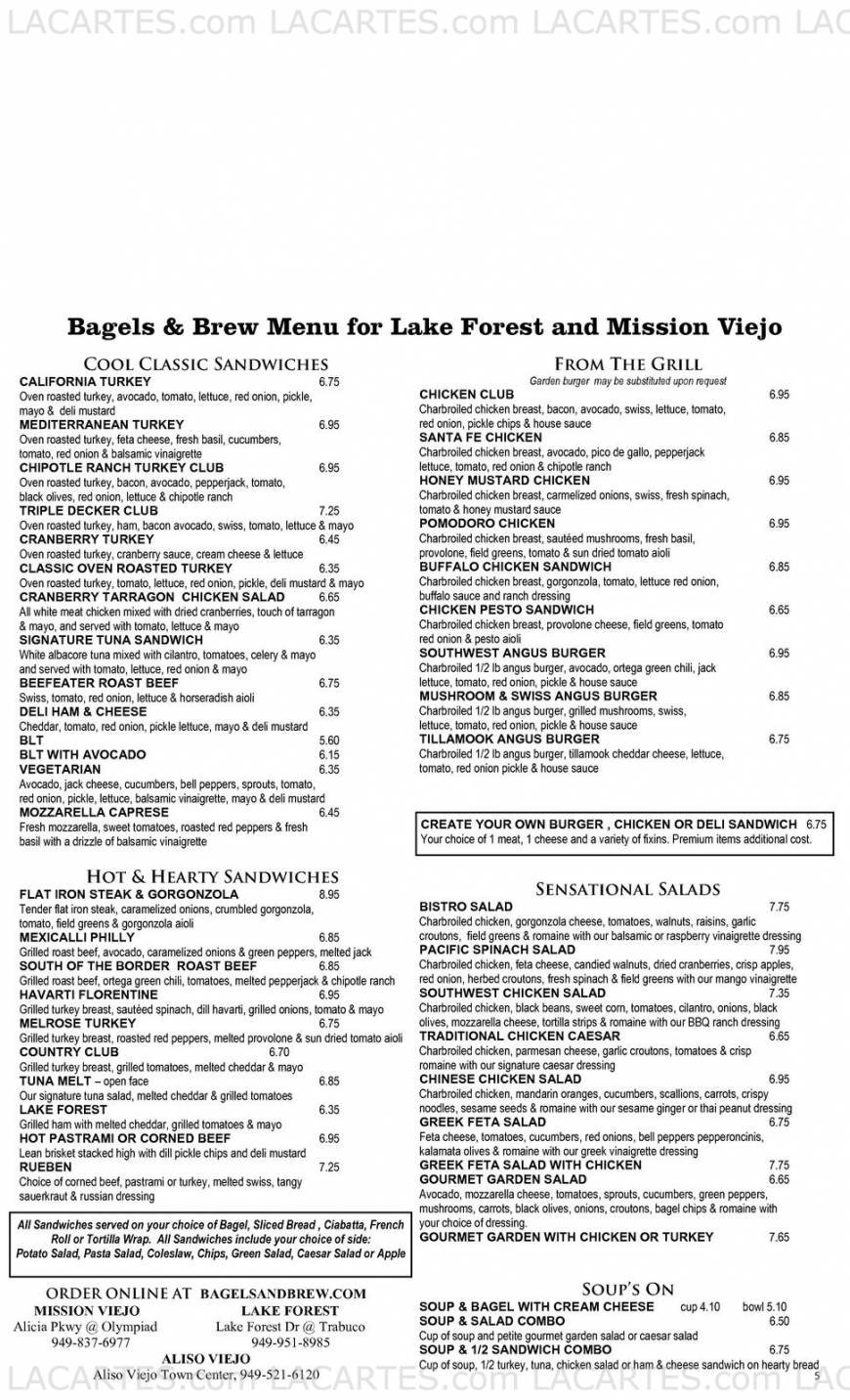  Pricelists of Bagels & Brew 26601 Aliso Creek Rd, #D - Photo 2 of 19
