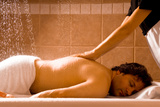 happy relaxing man getting a hydro massage, Palace Therapy Center, Dallas