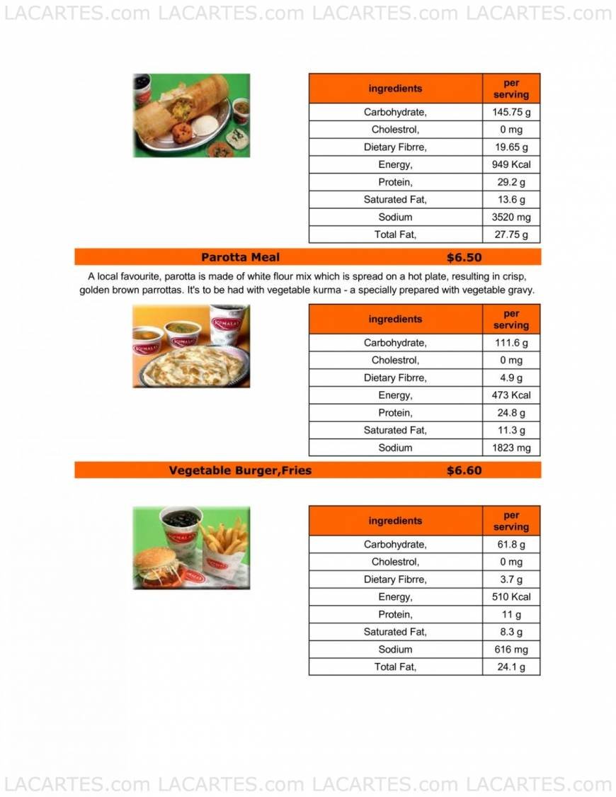  Pricelists of Komala's Restaurants(East Coast Parkway) B9 Marine Cove, - Photo 3 of 9