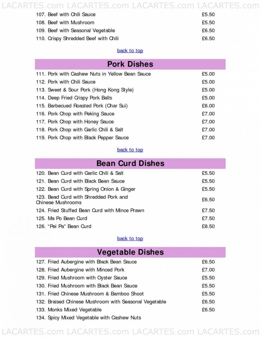  Pricelists of Ginny's Kitchen Chinese Restaurant 2 West Street - Photo 16 of 19