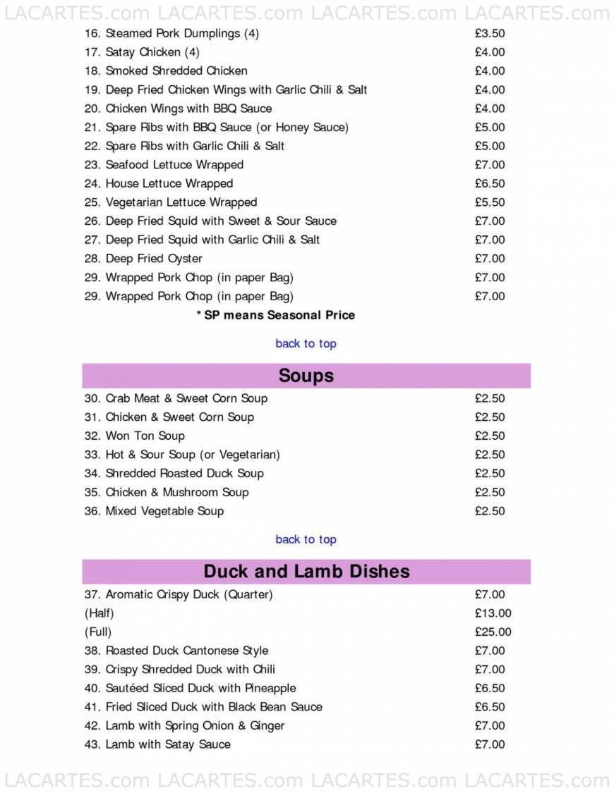  Pricelists of Ginny's Kitchen Chinese Restaurant 2 West Street - Photo 7 of 19