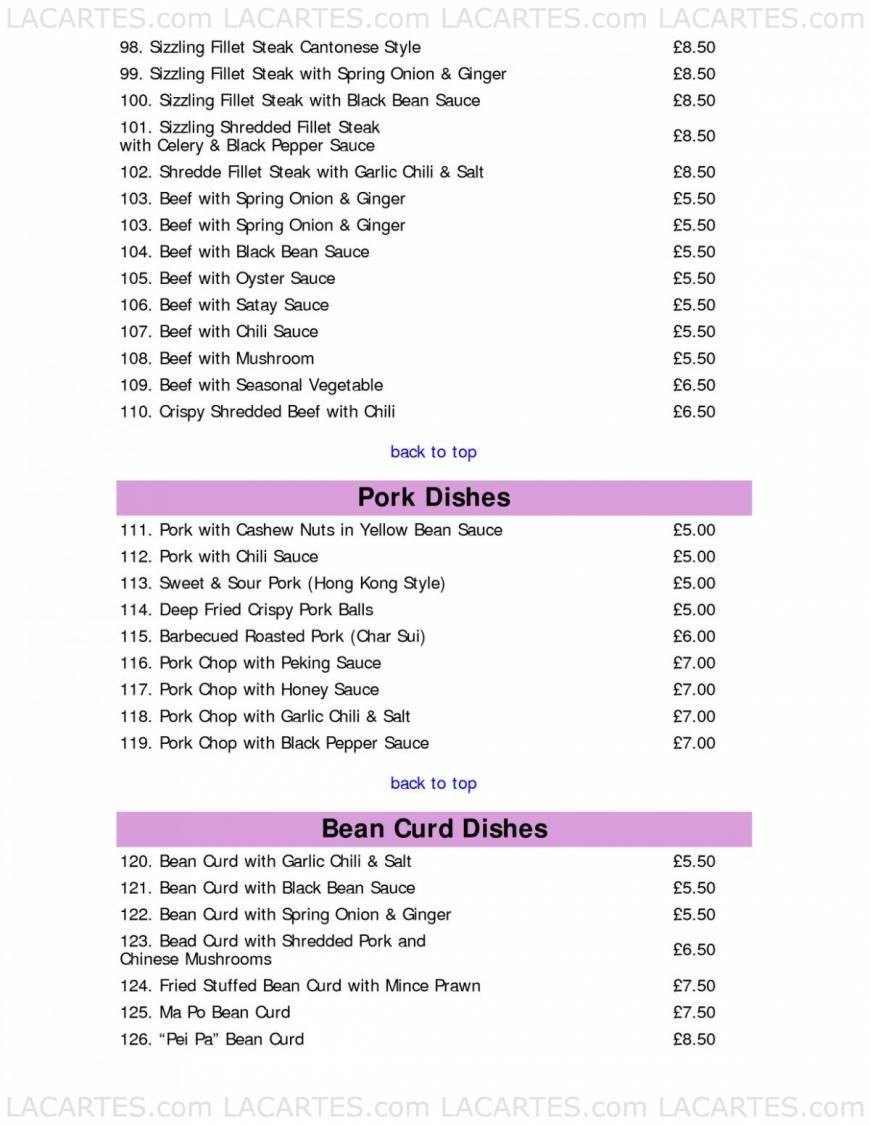  Pricelists of Ginny's Kitchen Chinese Restaurant 2 West Street - Photo 4 of 19