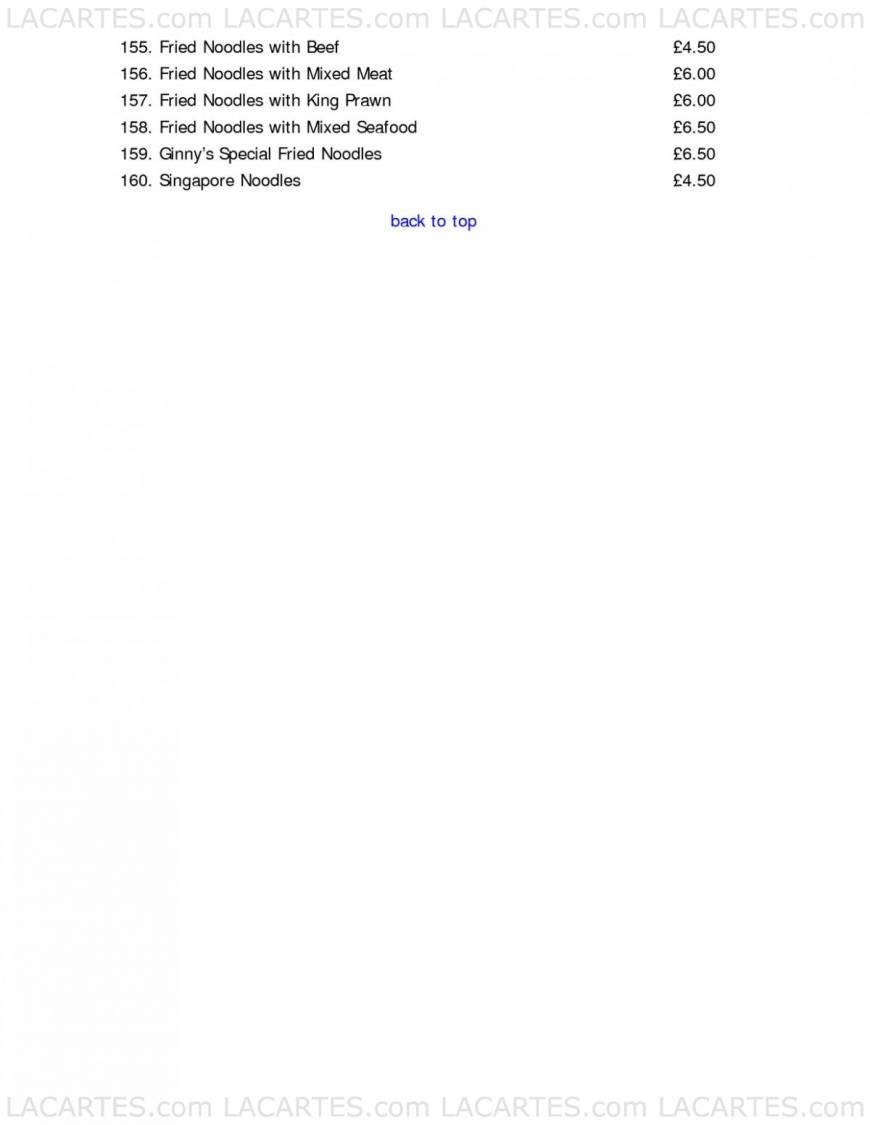  Pricelists of Ginny's Kitchen Chinese Restaurant 2 West Street - Photo 2 of 19