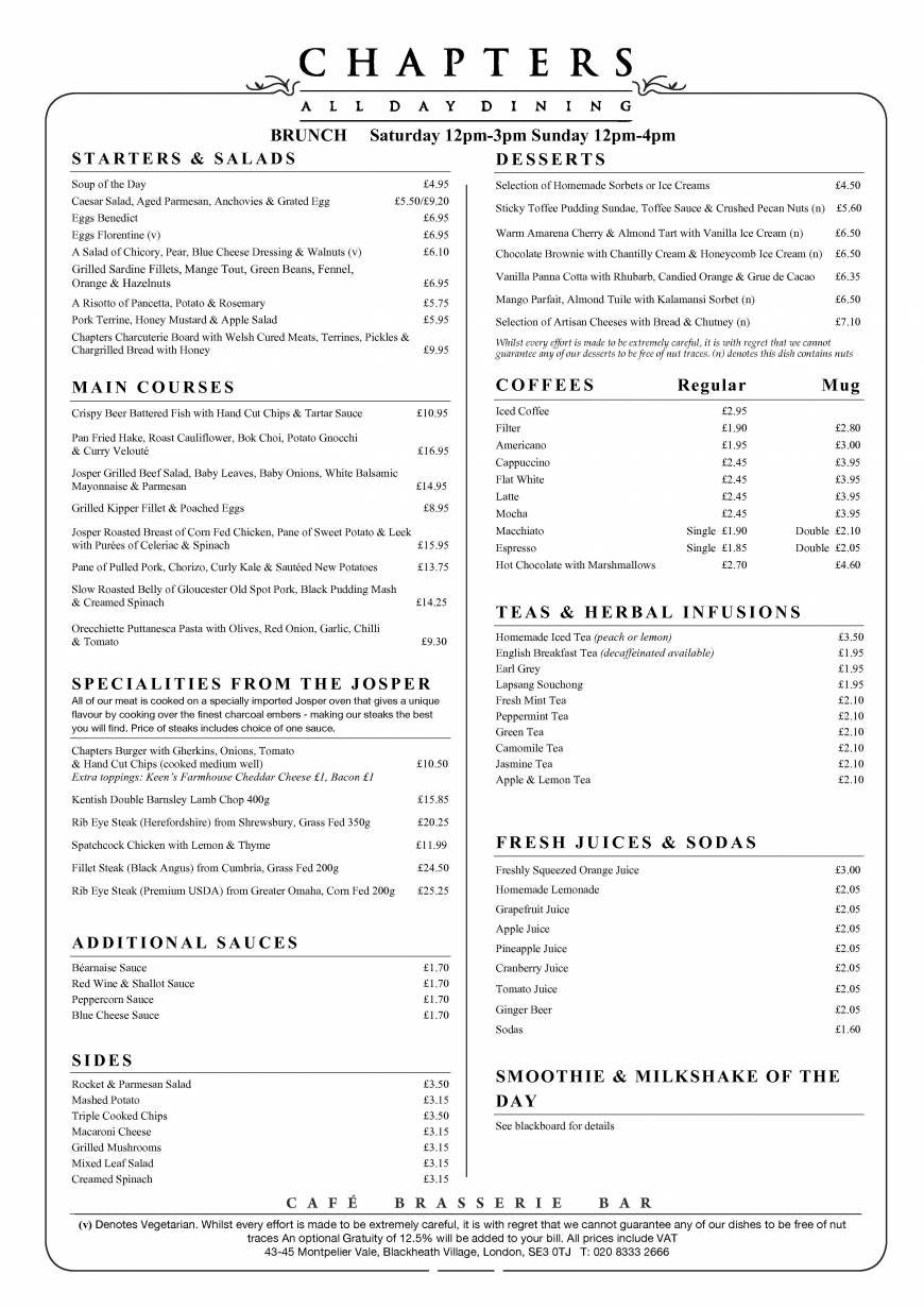  Pricelists of Chapters Restaurant 43-45 Montpelier Vale - Photo 1 of 20
