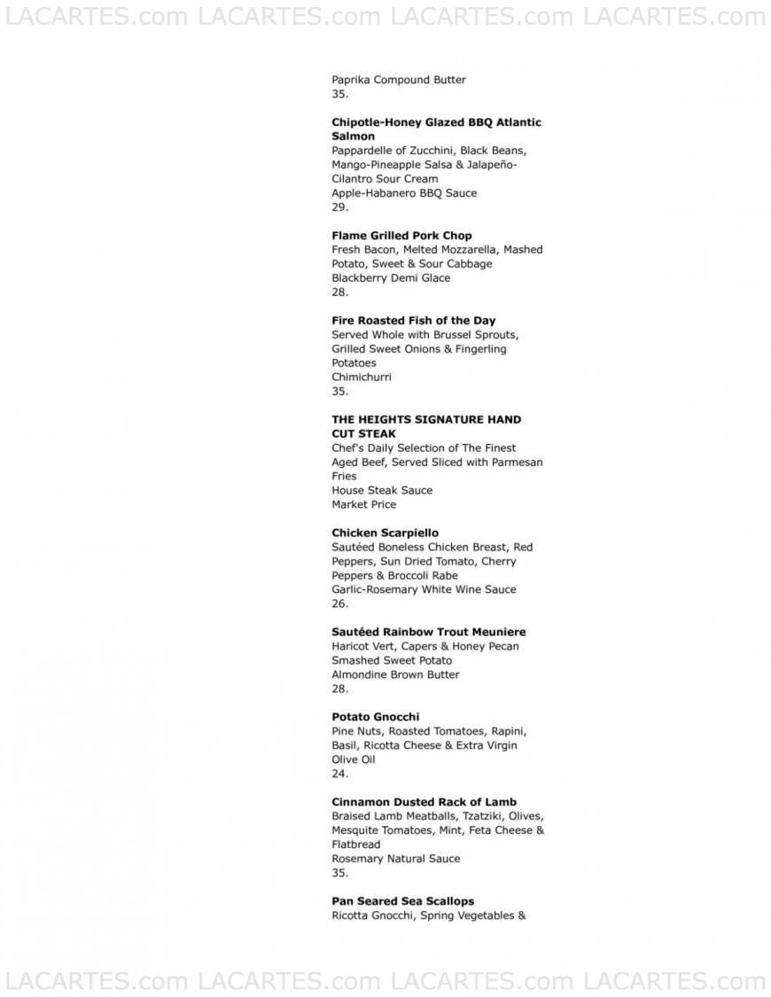  Pricelists of The Heights Cafe & Grill 903 Hanshaw Road  - Photo 6 of 7