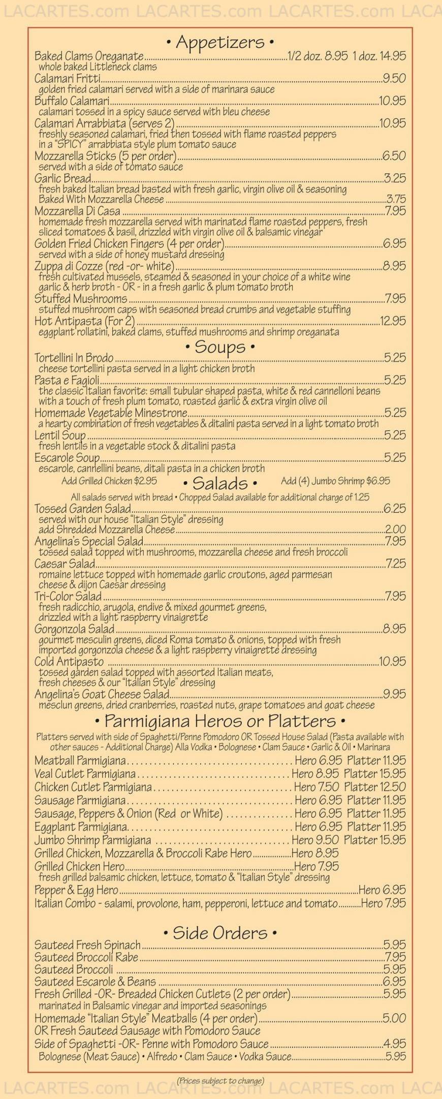  Pricelists of Angelina's Pizzeria & Restaurant 33 Atlantic Avenue - Photo 3 of 4