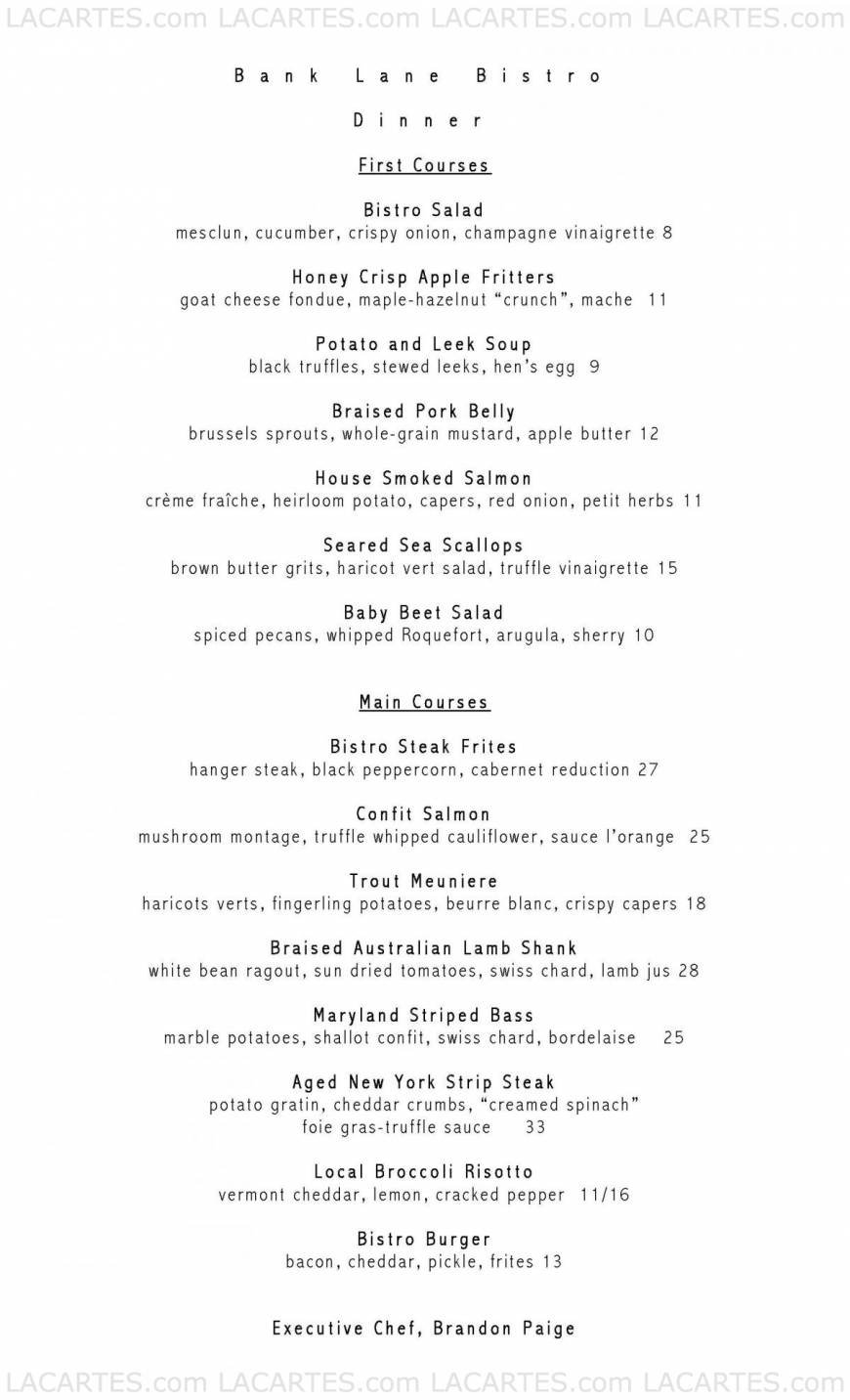  Pricelists of Bank Lane Bistro 670 Bank Lane - Photo 15 of 19