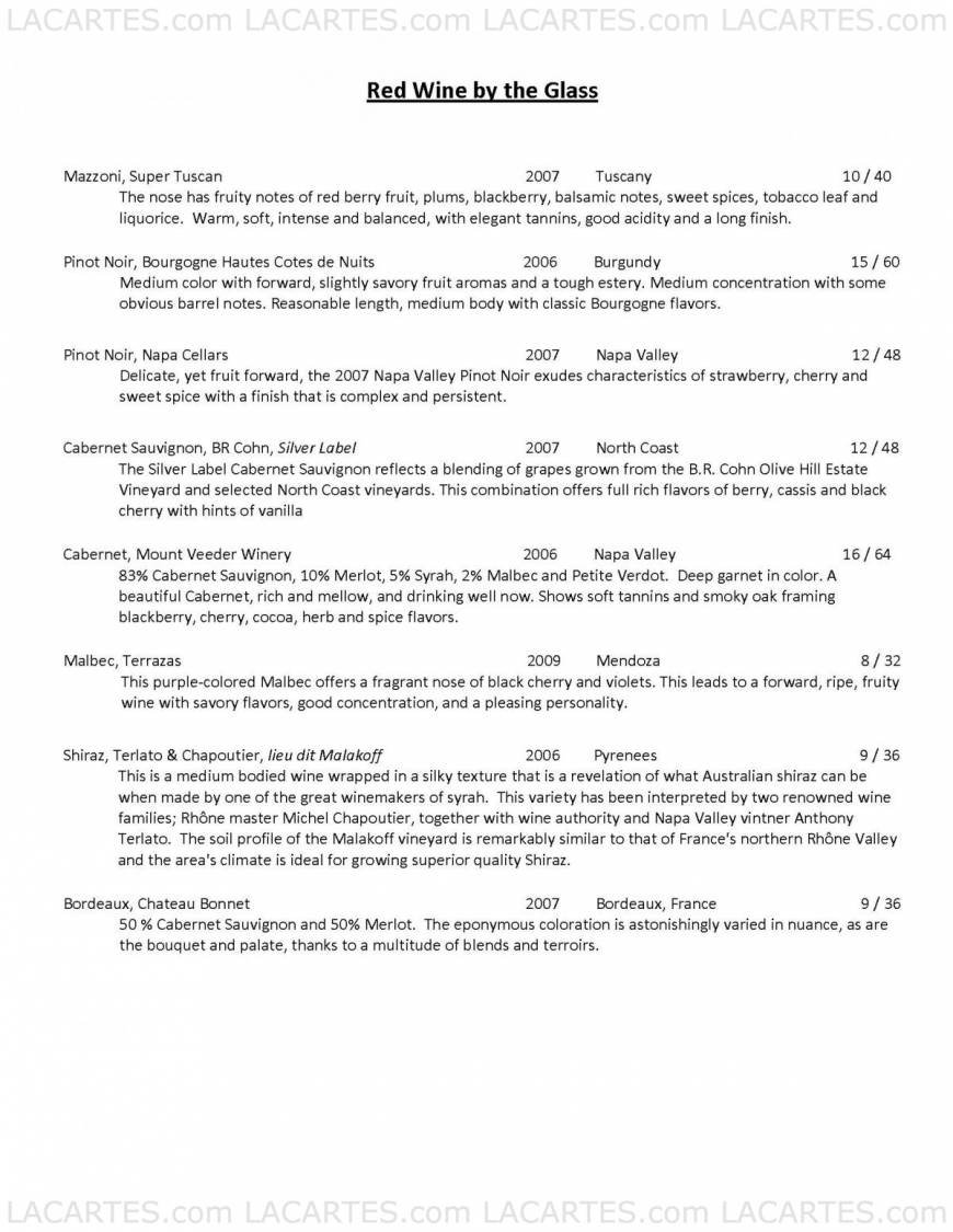 Pricelists of Bank Lane Bistro 670 Bank Lane - Photo 9 of 19