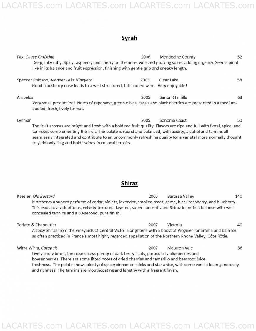  Pricelists of Bank Lane Bistro 670 Bank Lane - Photo 5 of 19