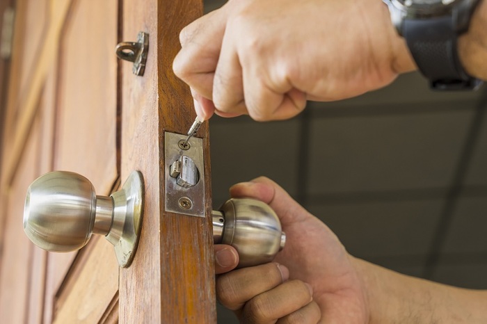 close-up locksmith repair silver lock on wood door - can use to display or montage on product Profile Photos of Discount Window and Door Camp Verde AZ 86322 - Photo 1 of 1 close-up locksmith repair silver lock on wood door - can use to display or montage on product Profile Photos of Discount Window and Door Camp Verde AZ 86322 - Photo 1 of 1
