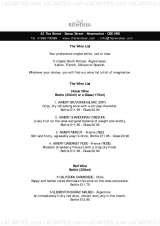 Menus & Prices, The Reindeer, Newmarket