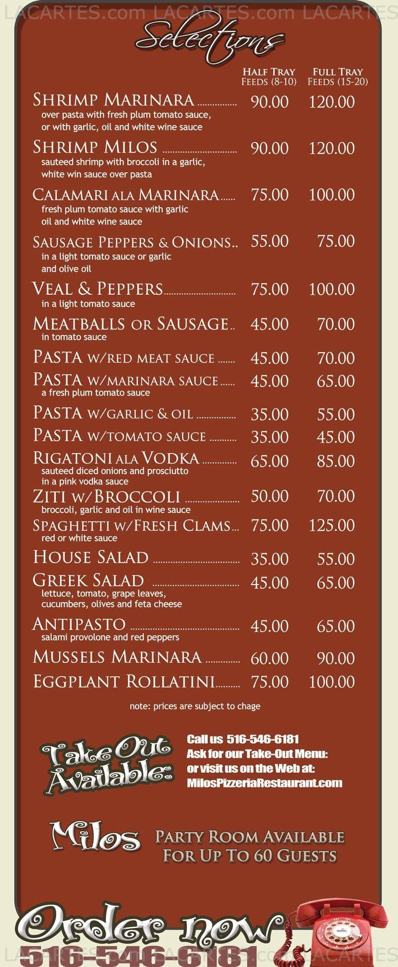  Pricelists of Milos Restaurant & Pizzeria 2162 Merrick Mall - Photo 3 of 11