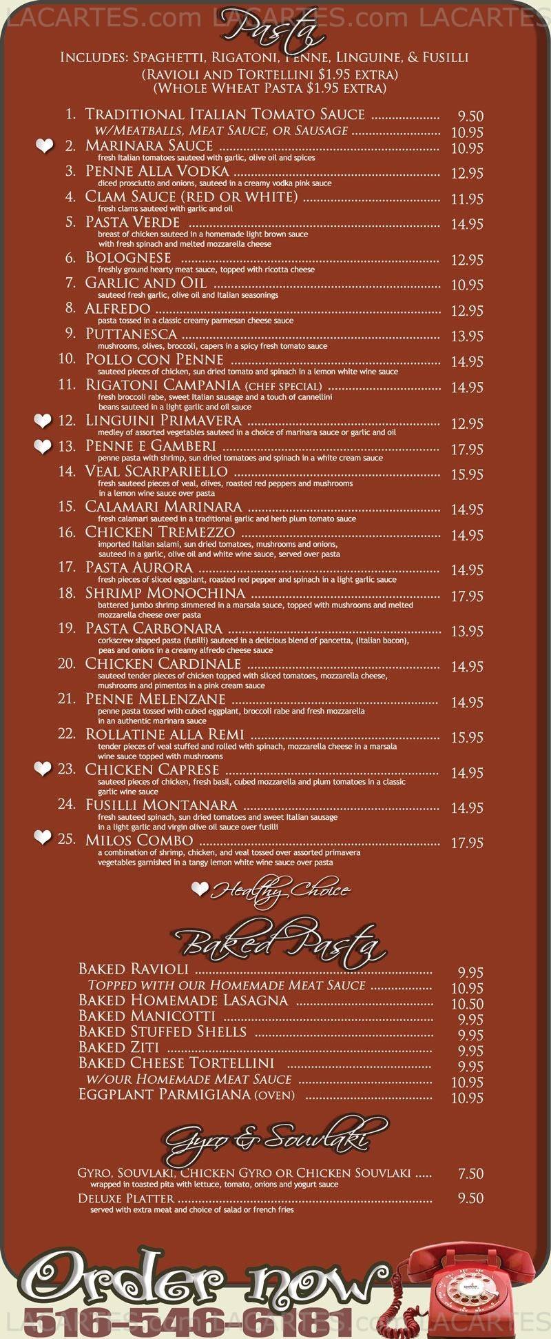  Pricelists of Milos Restaurant & Pizzeria 2162 Merrick Mall - Photo 10 of 11
