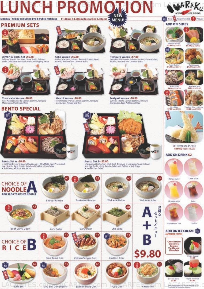  Pricelists of Waraku @ Katong Branch 86 East Coast Road BLK B  - Photo 1 of 2