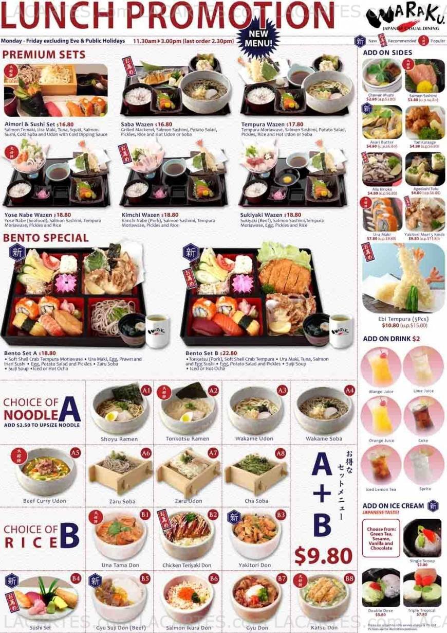  Pricelists of Waraku @ Marina Branch 6 Raffles Boulevard Marina  - Photo 1 of 2