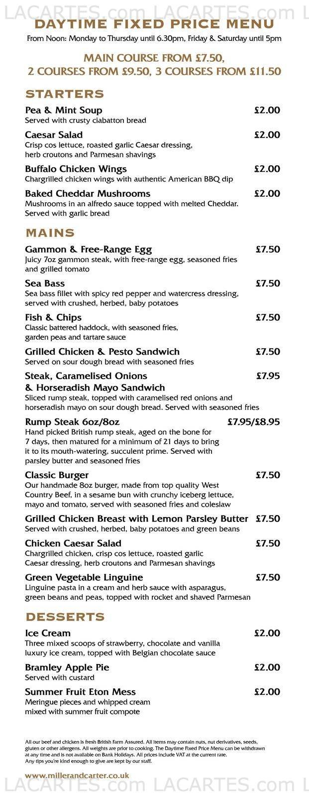  Pricelists of Miller & Carter Steakhouse, Bar & Grill Newbury Park Aldborough Road North - Photo 4 of 8