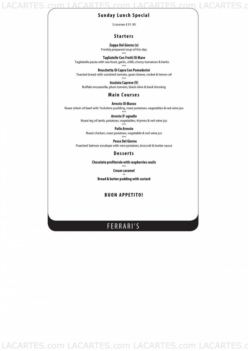  Pricelists of Ferrari's Italian Restaurant in Bexley 2 Bexley High Street    - Photo 3 of 8