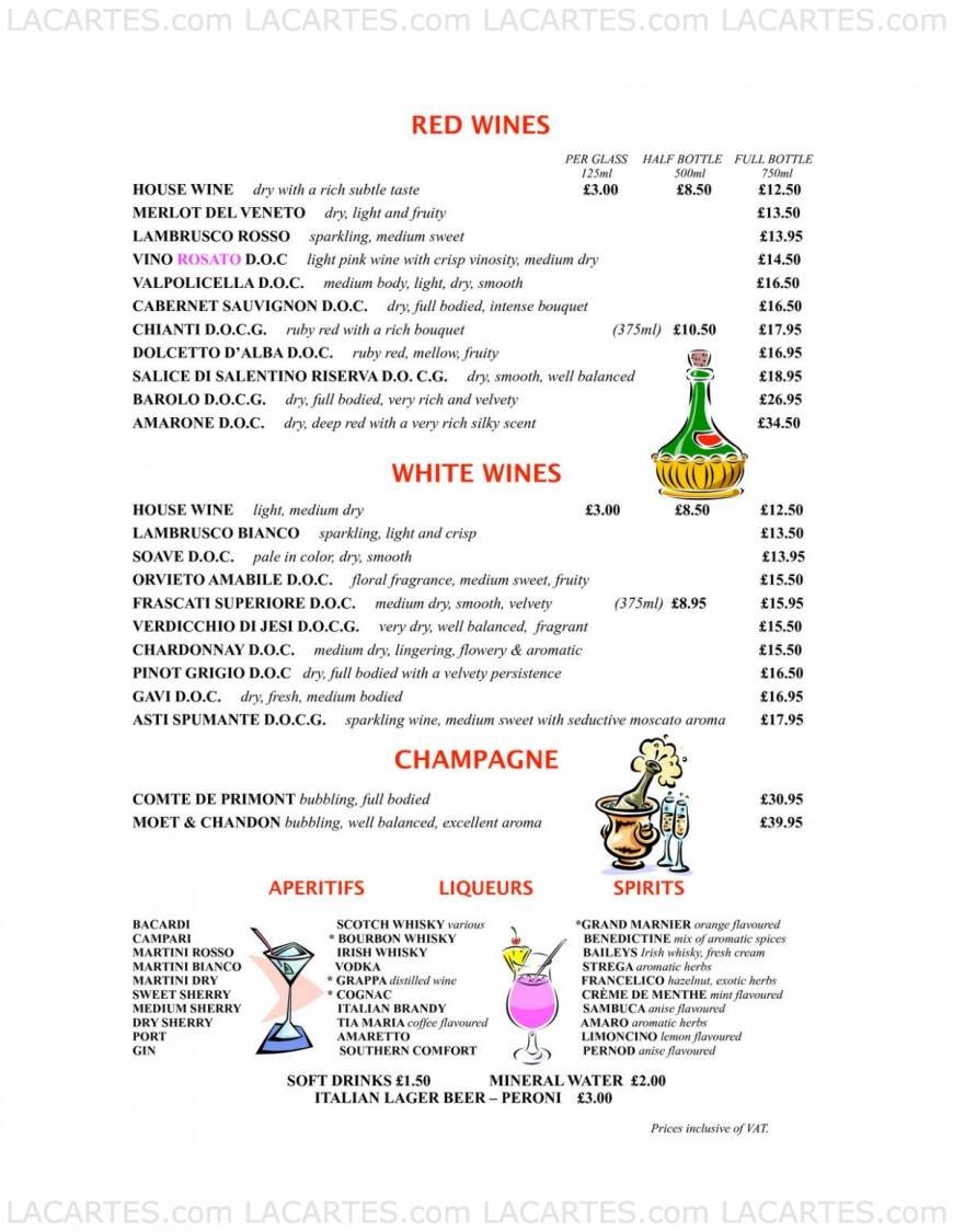  Pricelists of L'Artista Restaurant 9 Central Parade, Station Road - Photo 4 of 5