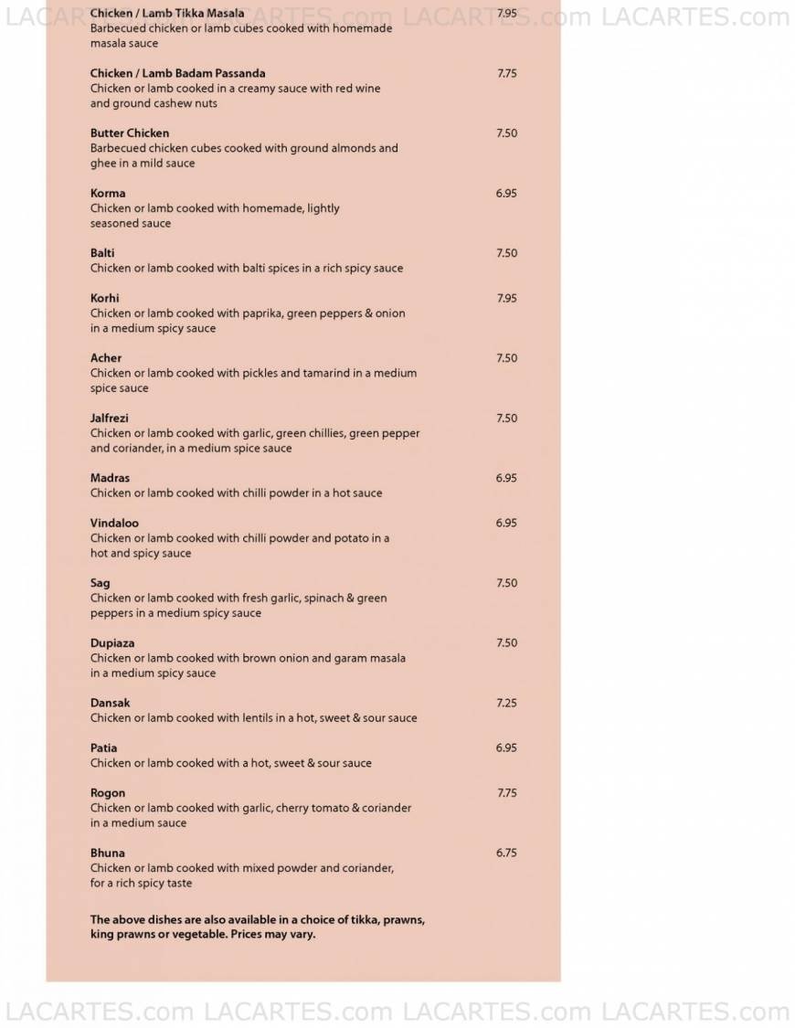  Pricelists of Curry Mahal 87 Station Road       - Photo 5 of 14
