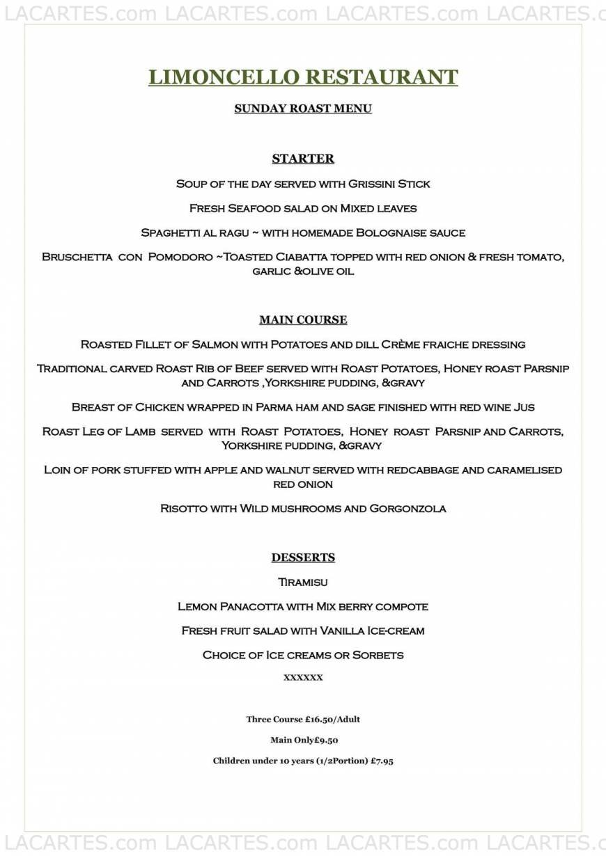  Pricelists of Limoncello Restaurant 8-9 Marechal Niel Parade, Main Road  - Photo 3 of 3