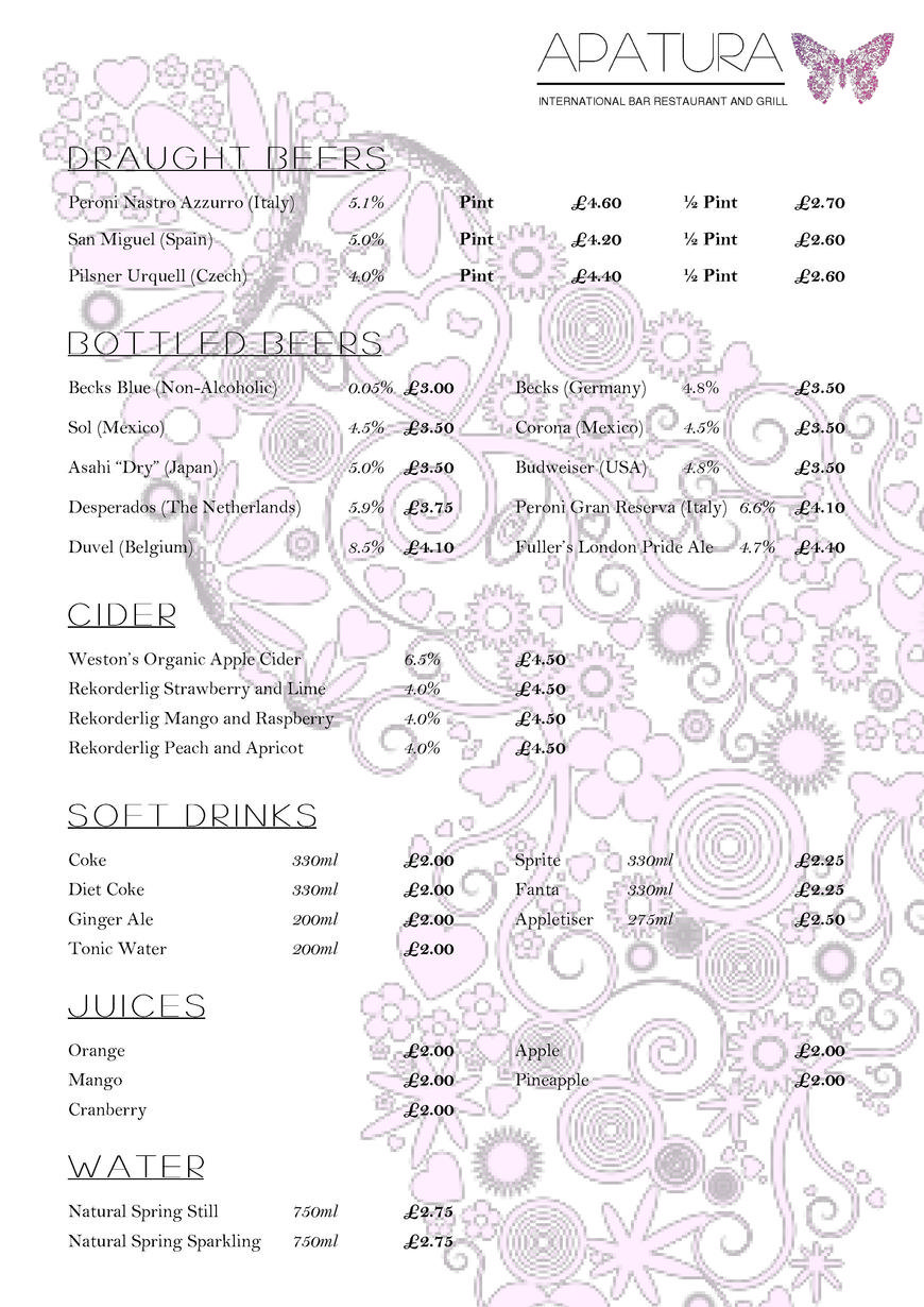  Pricelists of Apatura Bar Restaurant & Grill 14 South End - Photo 6 of 10