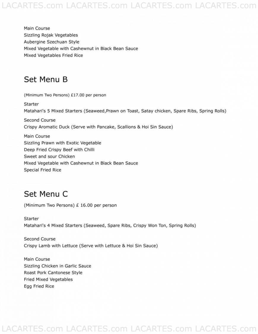  Pricelists of Matahari Restaurant 75 Springbank Road - Photo 4 of 13