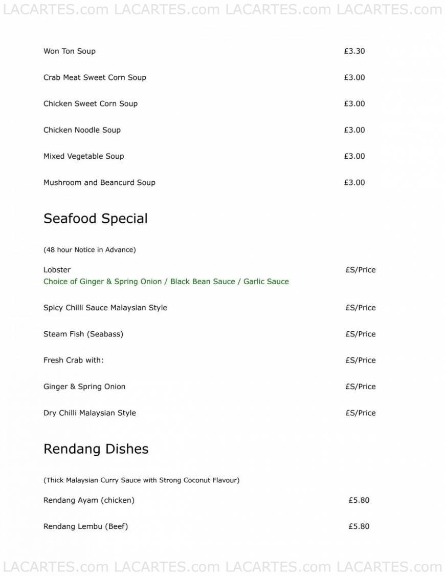  Pricelists of Matahari Restaurant 75 Springbank Road - Photo 7 of 13