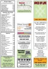 Menus & Prices, The Spice Of Life Indian Cuisine, Lewisham